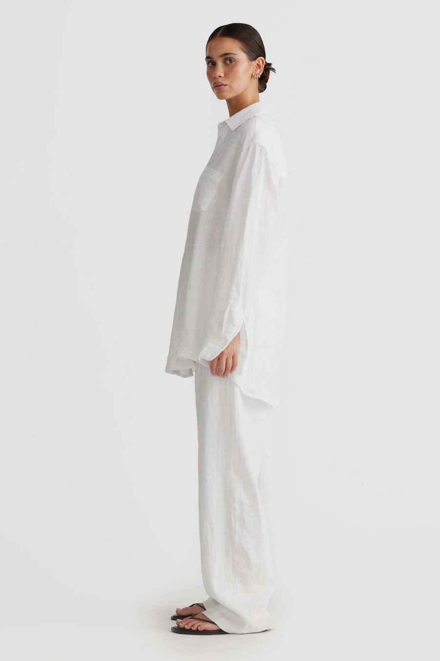 Women Ortc Tops | Blair Oversized Linen Shirt White