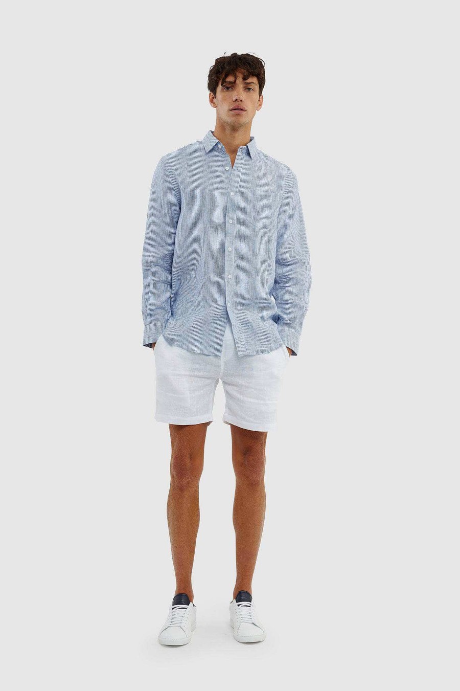 Men Ortc Linen | Linen Shirt Thin Stripe