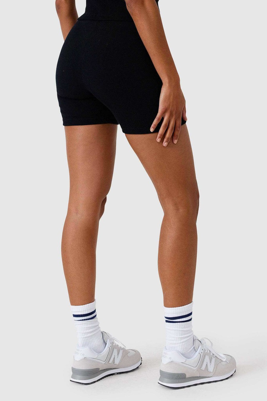 Women Ortc Sets | Ribbed Bike Shorts Black