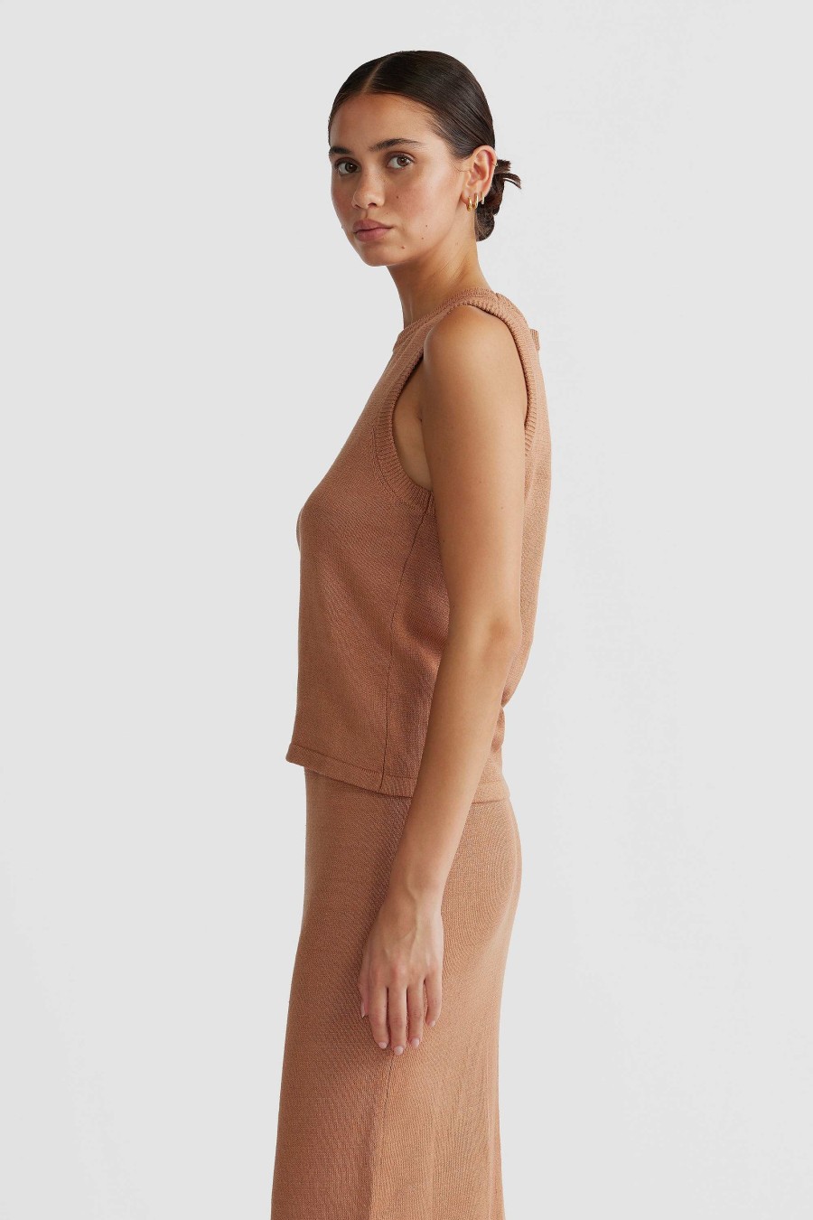 Women Ortc Tops | Remi Linen Knit Tank Clay