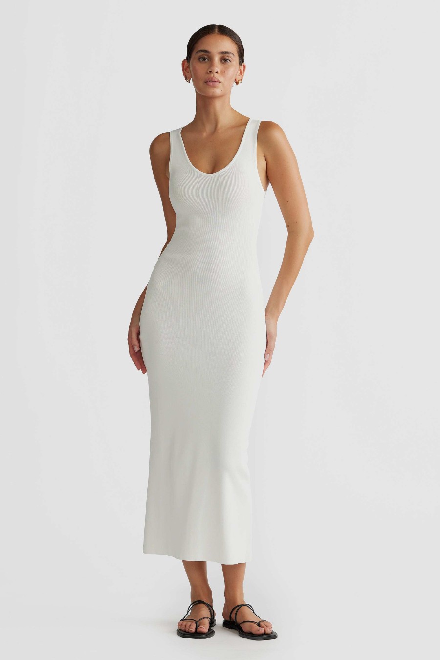 Women Ortc Dresses | Mia Knit Midi Dress White