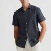 Men Ortc Linen | Linen Shirt Short Sleeve Charcoal