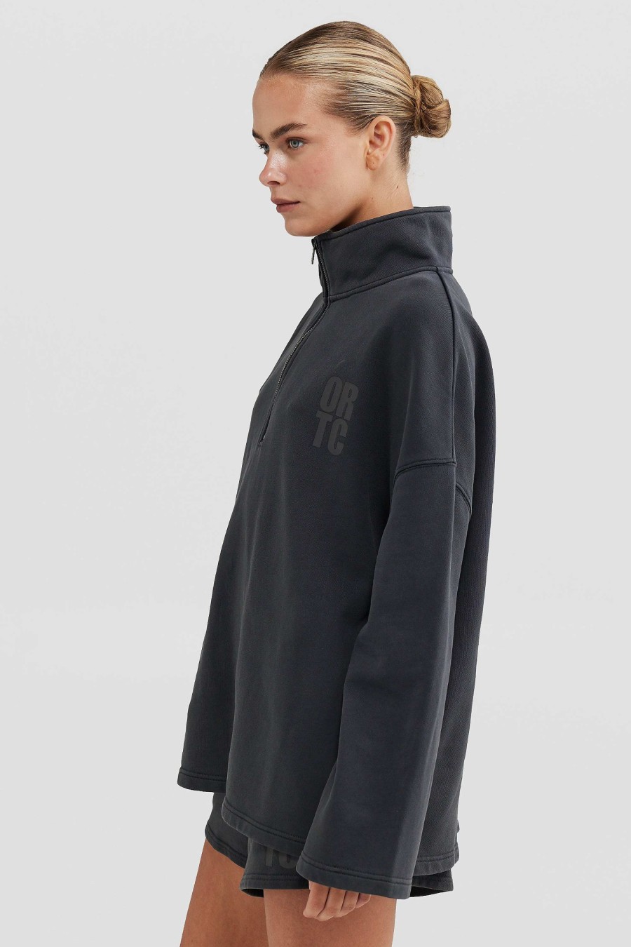 Women Ortc Loungewear | Isla Quarter Zip Charcoal