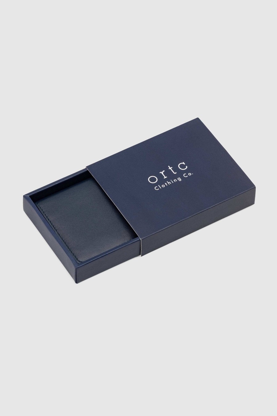 Men Ortc Wallets | Leather Bifold Cardholder Navy