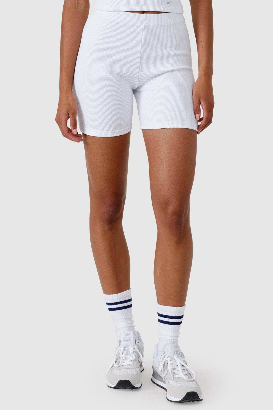 Women Ortc Sets | Ribbed Bike Shorts White