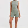 Women Ortc Loungewear | Ribbed Bike Shorts Dusty Olive