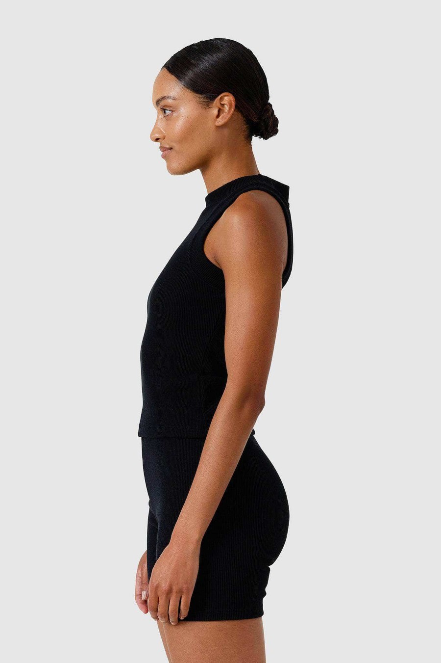 Women Ortc Tops | Ribbed Tank Black