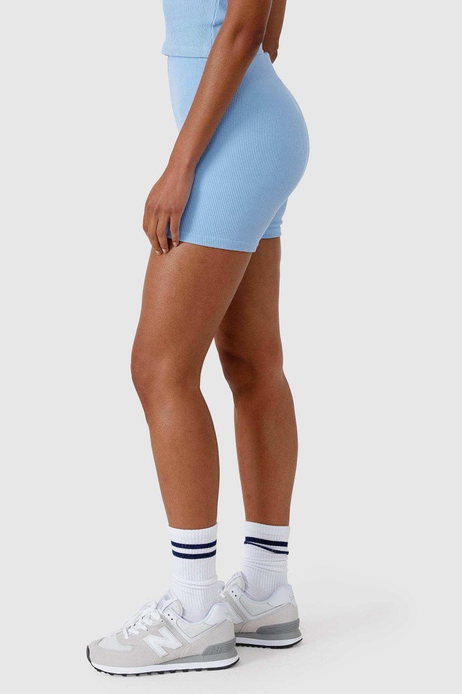 Women Ortc Sets | Ribbed Bike Shorts Pale Blue