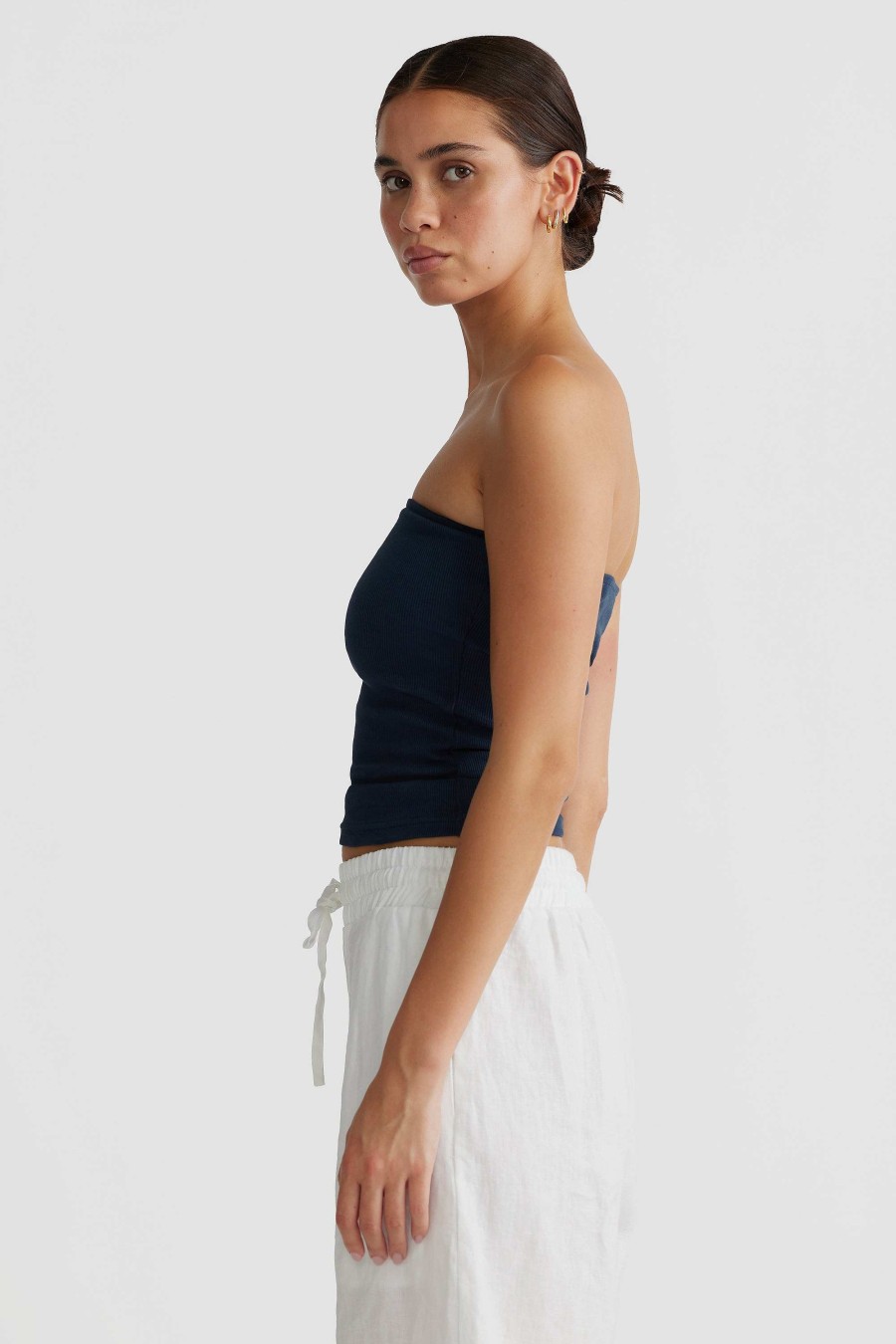 Women Ortc Tops | Alexis Rib Tube Top Navy