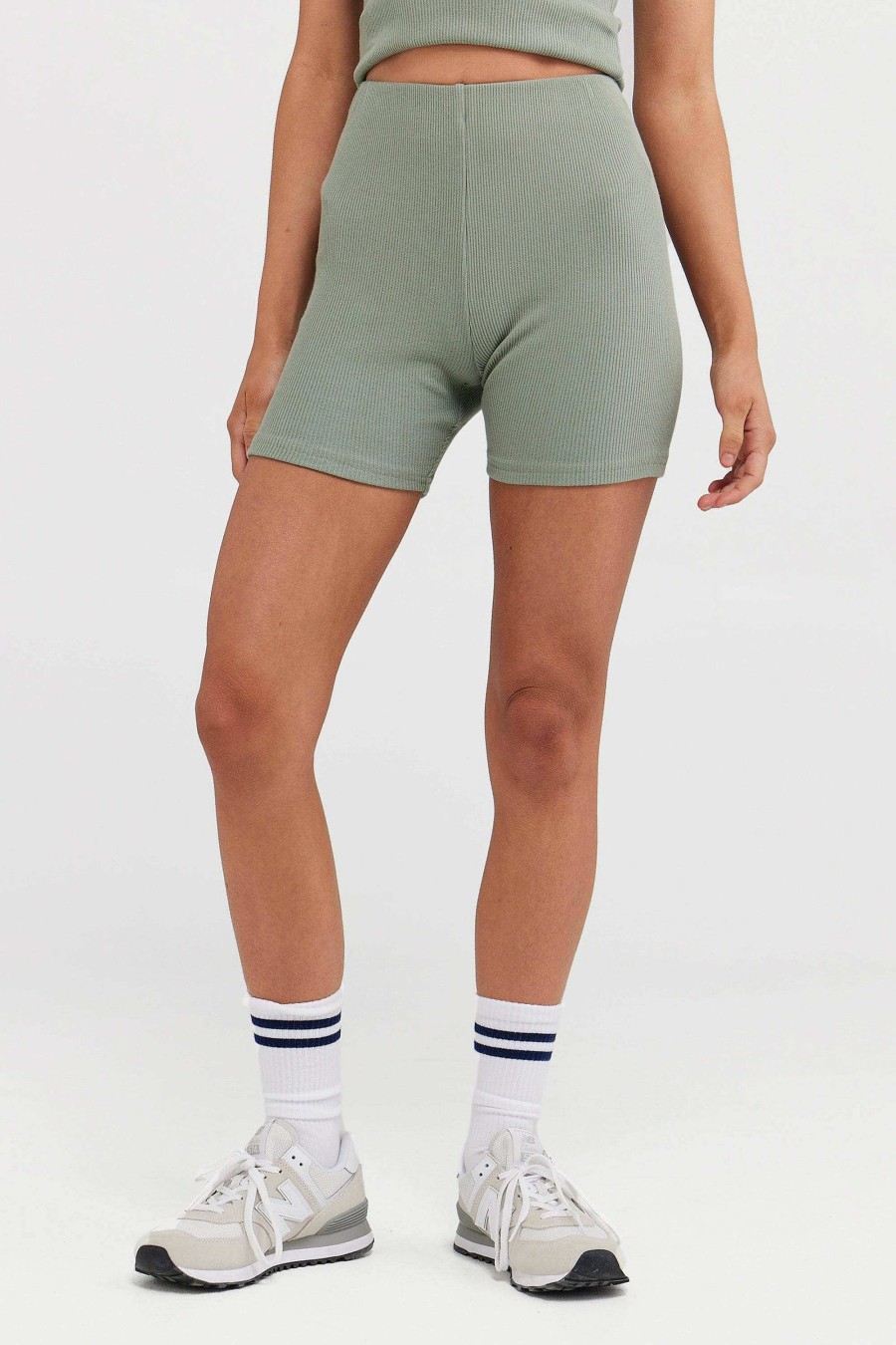 Women Ortc Loungewear | Ribbed Bike Shorts Dusty Olive