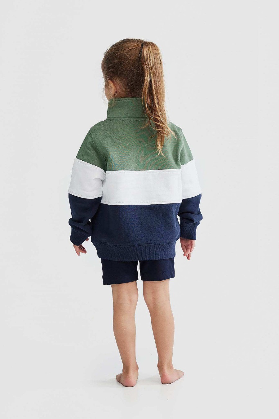 Junior Ortc Quarter Zips | Classic Logo Quarter Zip Jnr Olive And Navy Olive & Navy