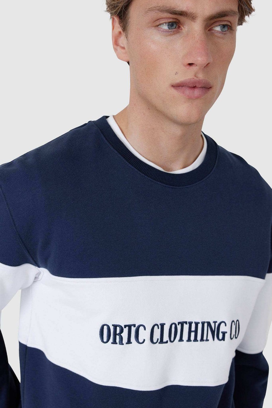 Men Ortc Crews & Hoodies | Classic Logo Crew Navy And White