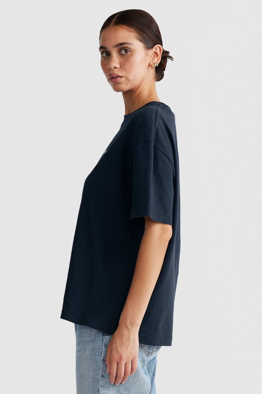 Women Ortc Tops | Oversized Logo T Shirt Navy