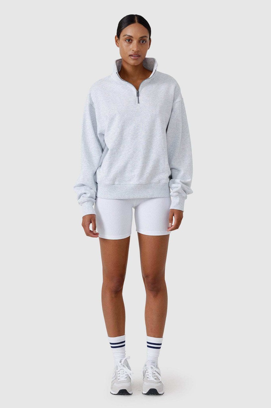 Women Ortc Sweats | Quarter Zip White Marle