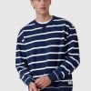 Men Ortc Crews & Hoodies | Unisex Striped Crew Navy