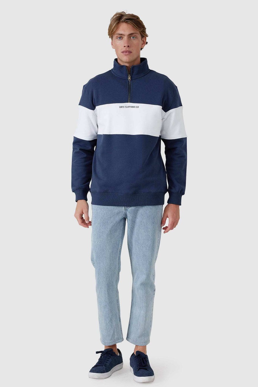 Men Ortc Quarter Zips | Panel Quarter Zip Navy