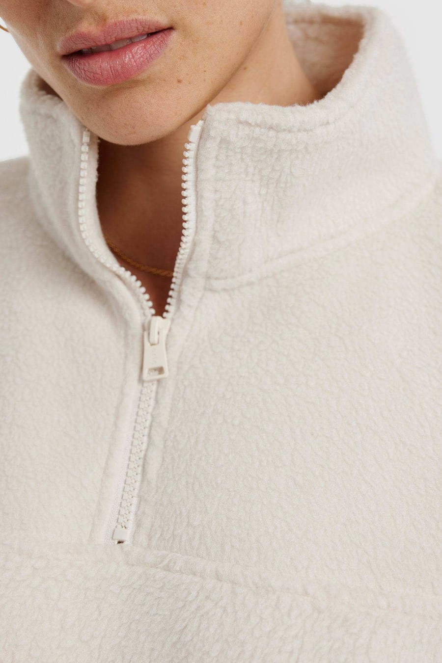 Women Ortc Sweats | Sherpa Fleece Quarter Zip Natural