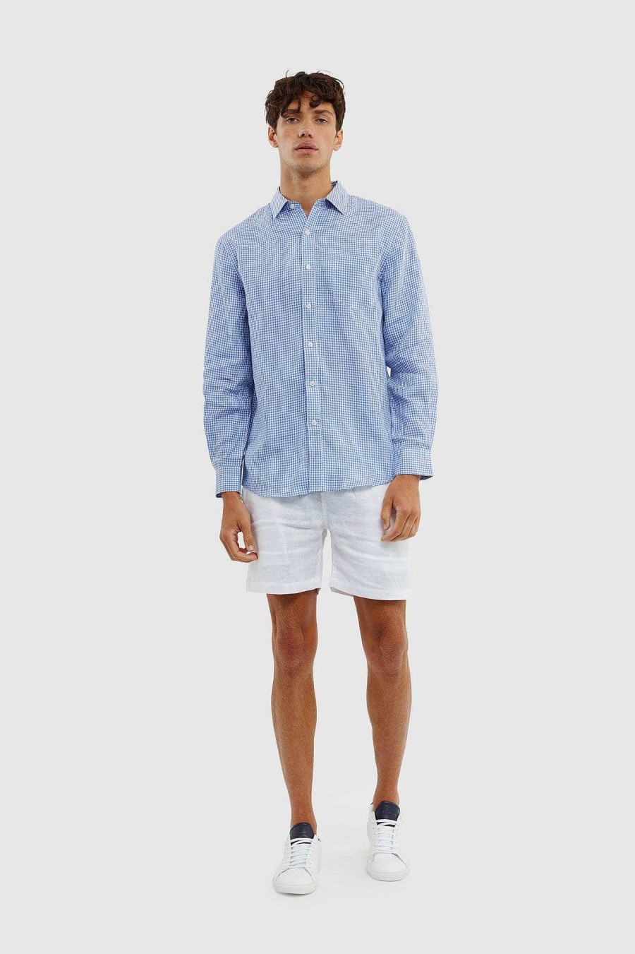 Men Ortc Linen | Linen Shirt Blue Check