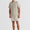 Men Ortc Linen | Linen Shirt Short Sleeve Sand