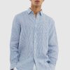 Men Ortc Linen | Linen Shirt Thin Stripe