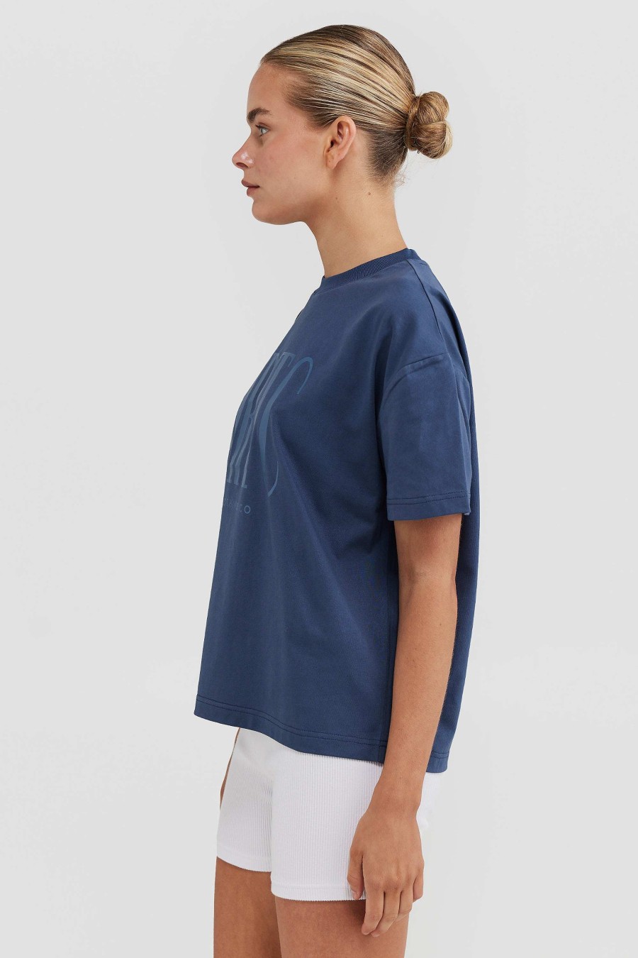 Women Ortc Tops | Spencer Logo T Shirt Denim