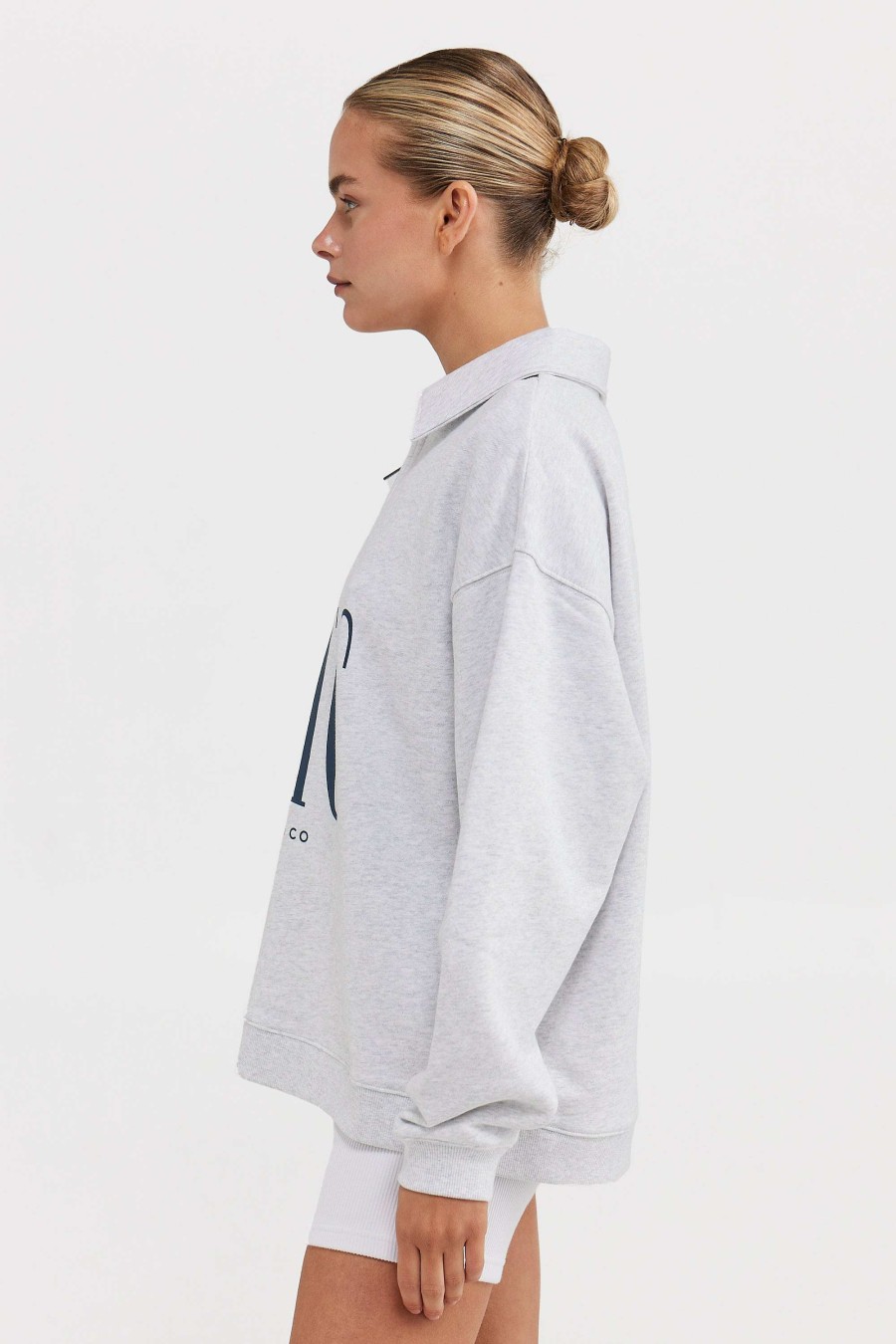 Women Ortc Loungewear | Spencer Logo Quarter Zip White Marle