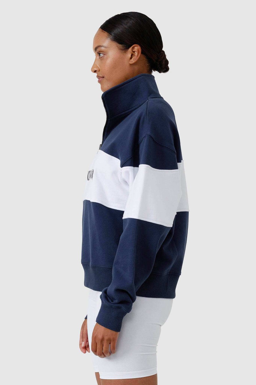 Women Ortc Loungewear | Classic Logo Quarter Zip Navy