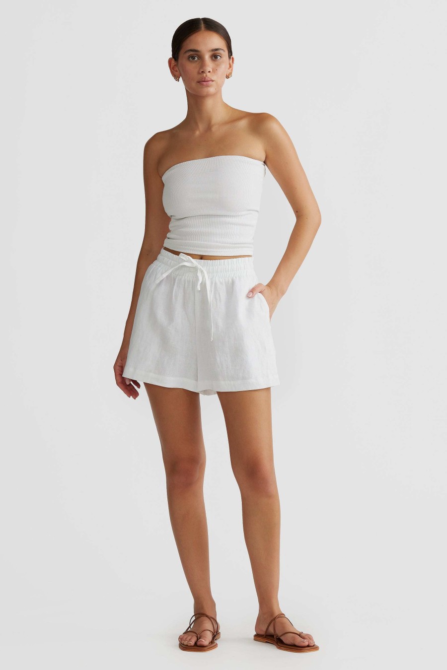 Women Ortc Bottoms | Lucia Linen Shorts White