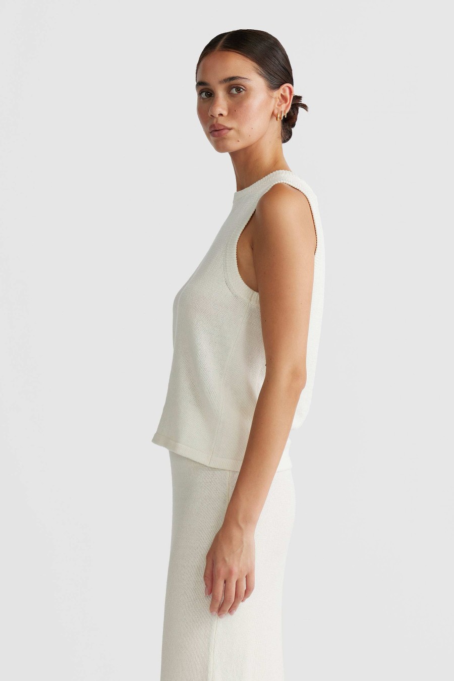 Women Ortc Sets | Remi Linen Knit Tank Ivory