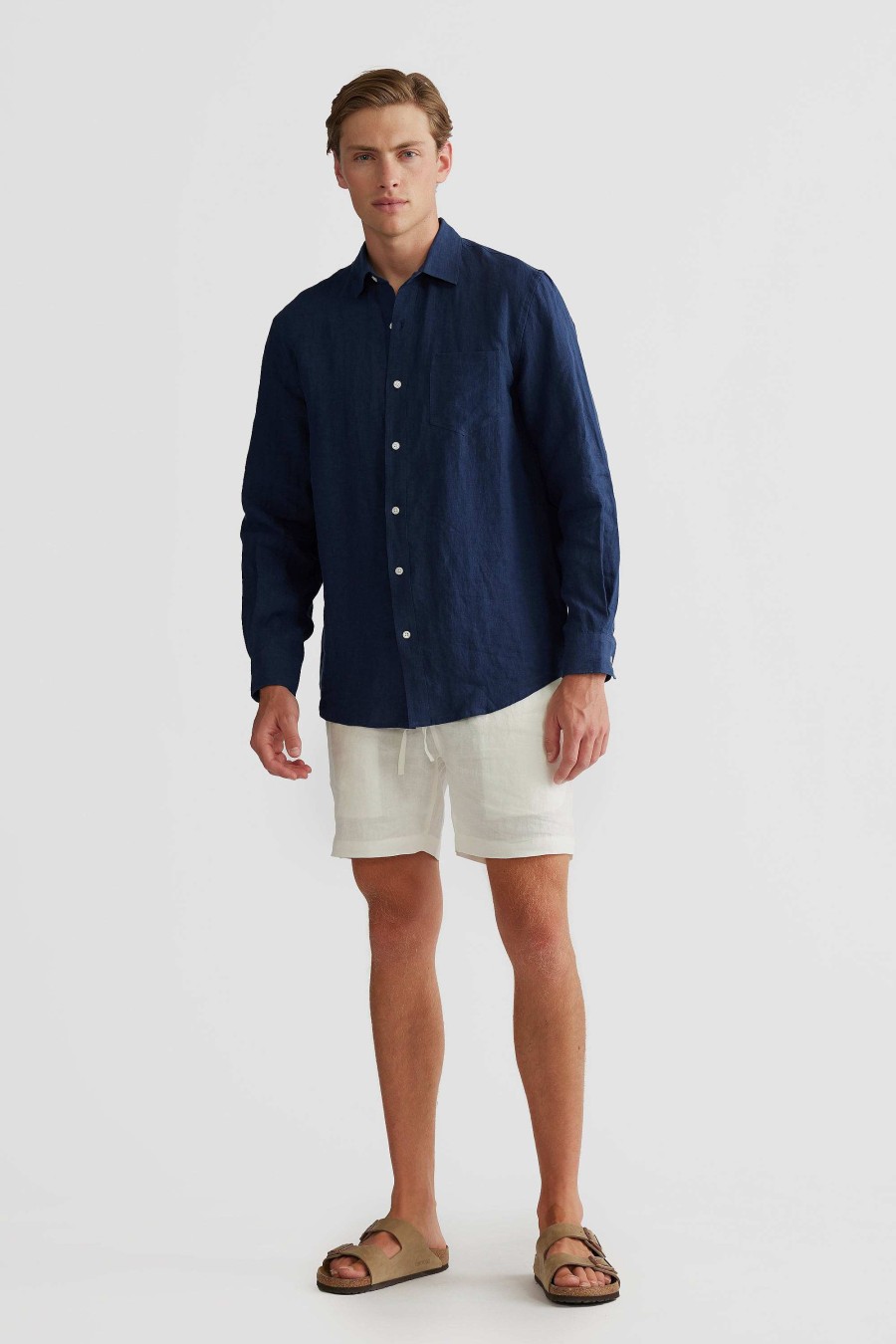 Men Ortc Linen | Linen Shirt Navy