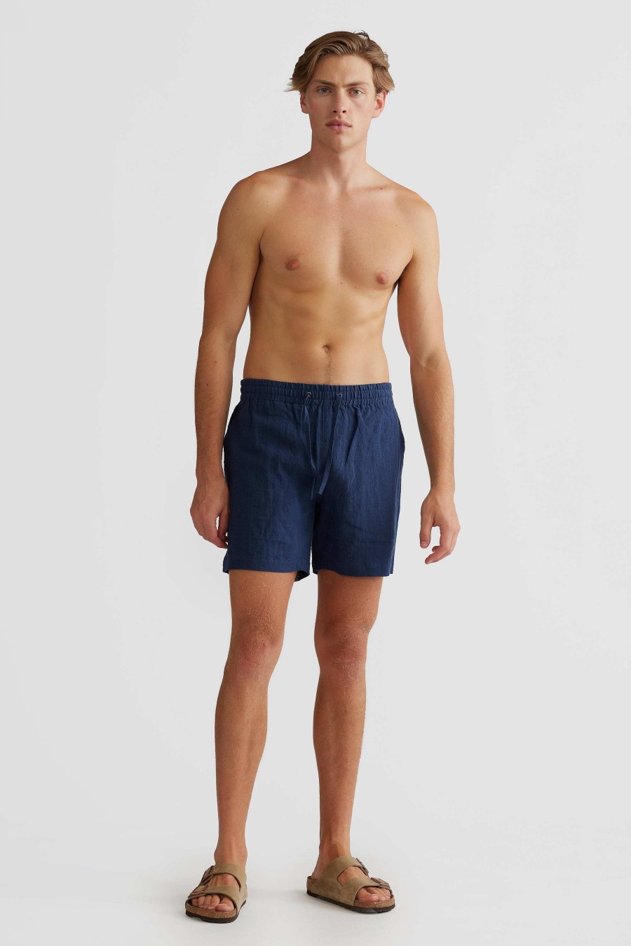 Men Ortc Shorts | Linen Shorts Navy