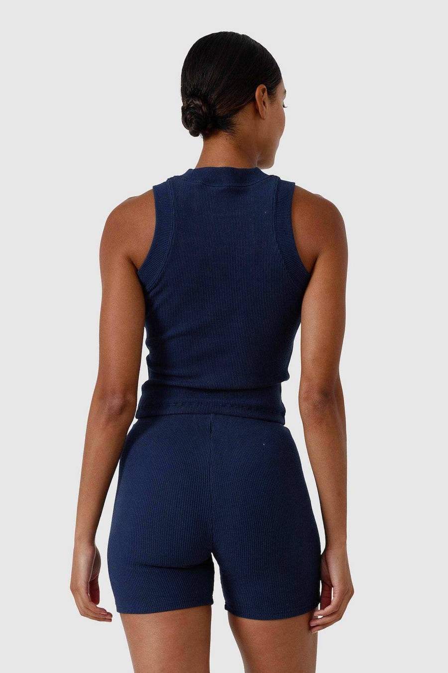 Women Ortc Sets | Ribbed Tank Navy