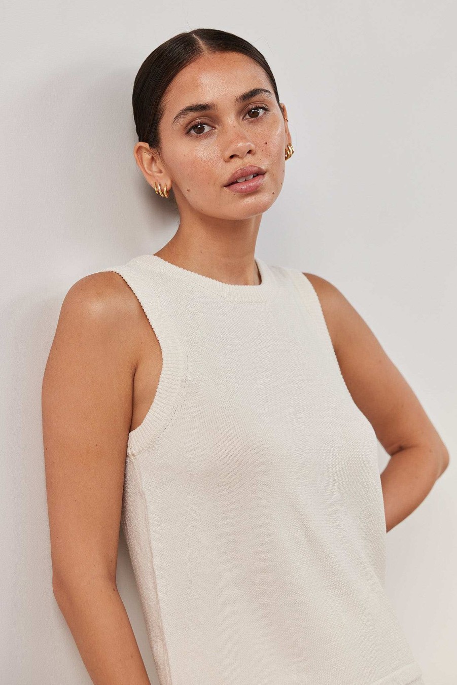 Women Ortc Linen | Remi Linen Knit Tank Ivory