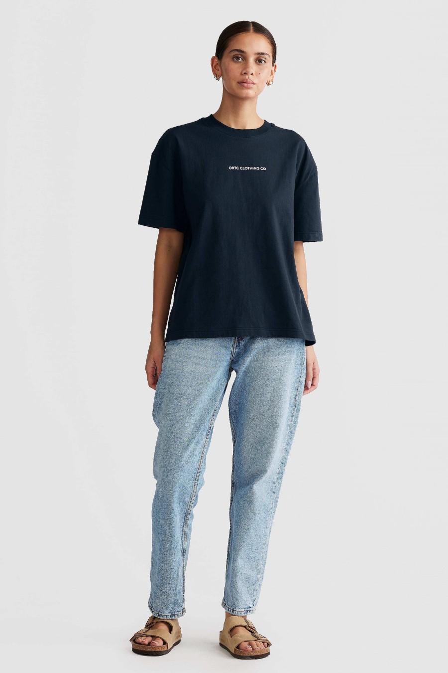 Women Ortc Tops | Oversized Logo T Shirt Navy