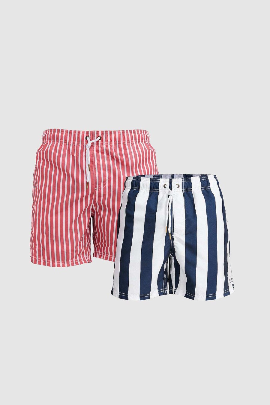 Men Ortc Swimwear | Swim Shorts Stripes 2 Pack