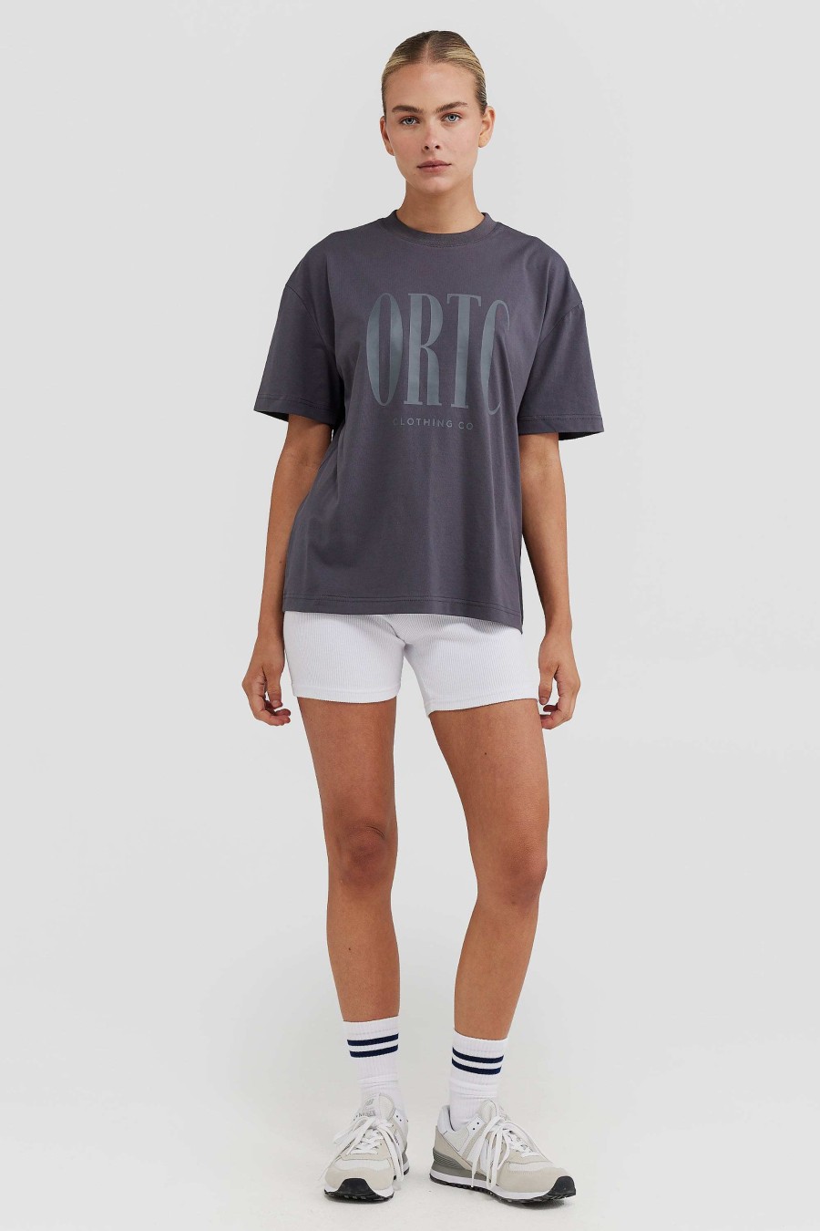 Women Ortc Tops | Spencer Logo T Shirt Charcoal