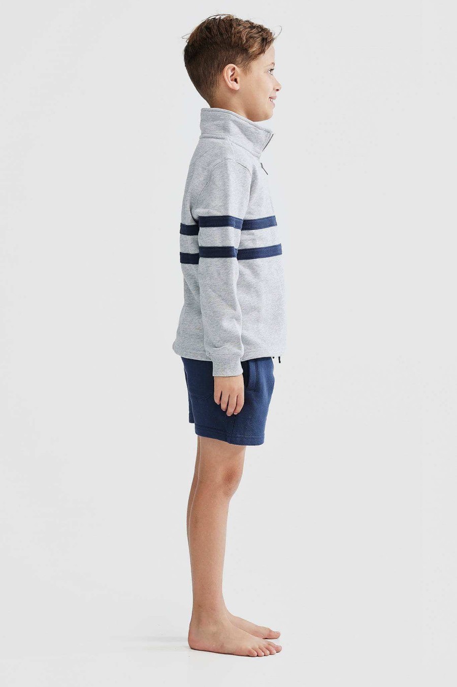 Junior Ortc Quarter Zips | Collegiate Stripe Quarter Zip Jnr Grey Marle