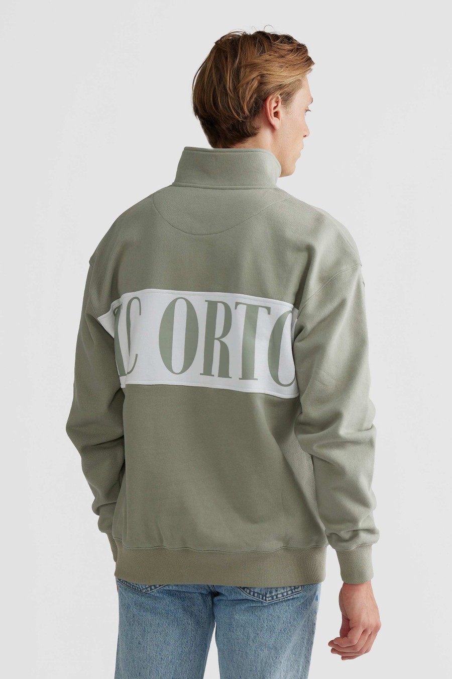 Men Ortc Quarter Zips | Harrington Logo Quarter Zip Dusty Olive