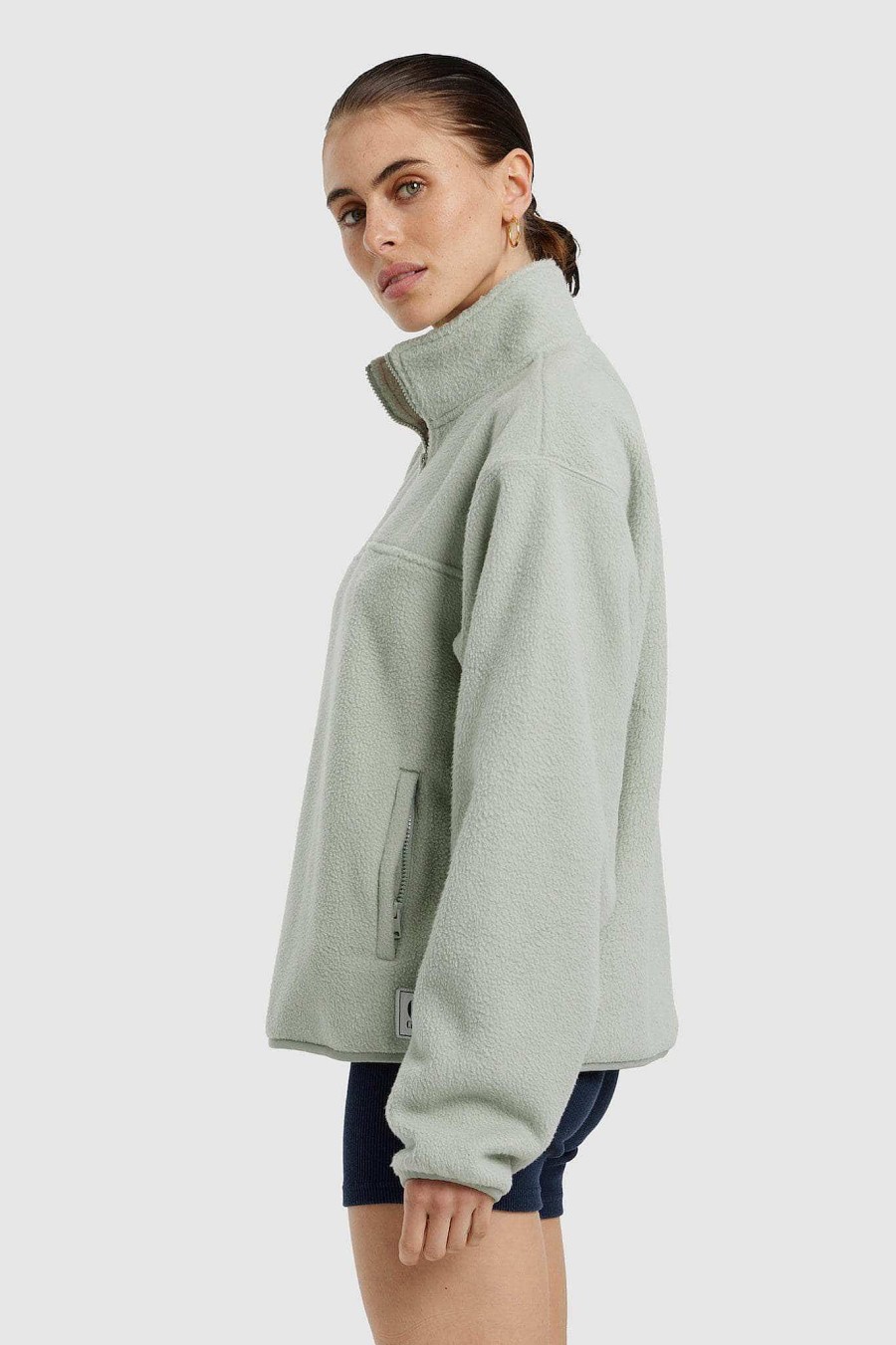 Women Ortc Loungewear | Sherpa Fleece Quarter Zip Sage