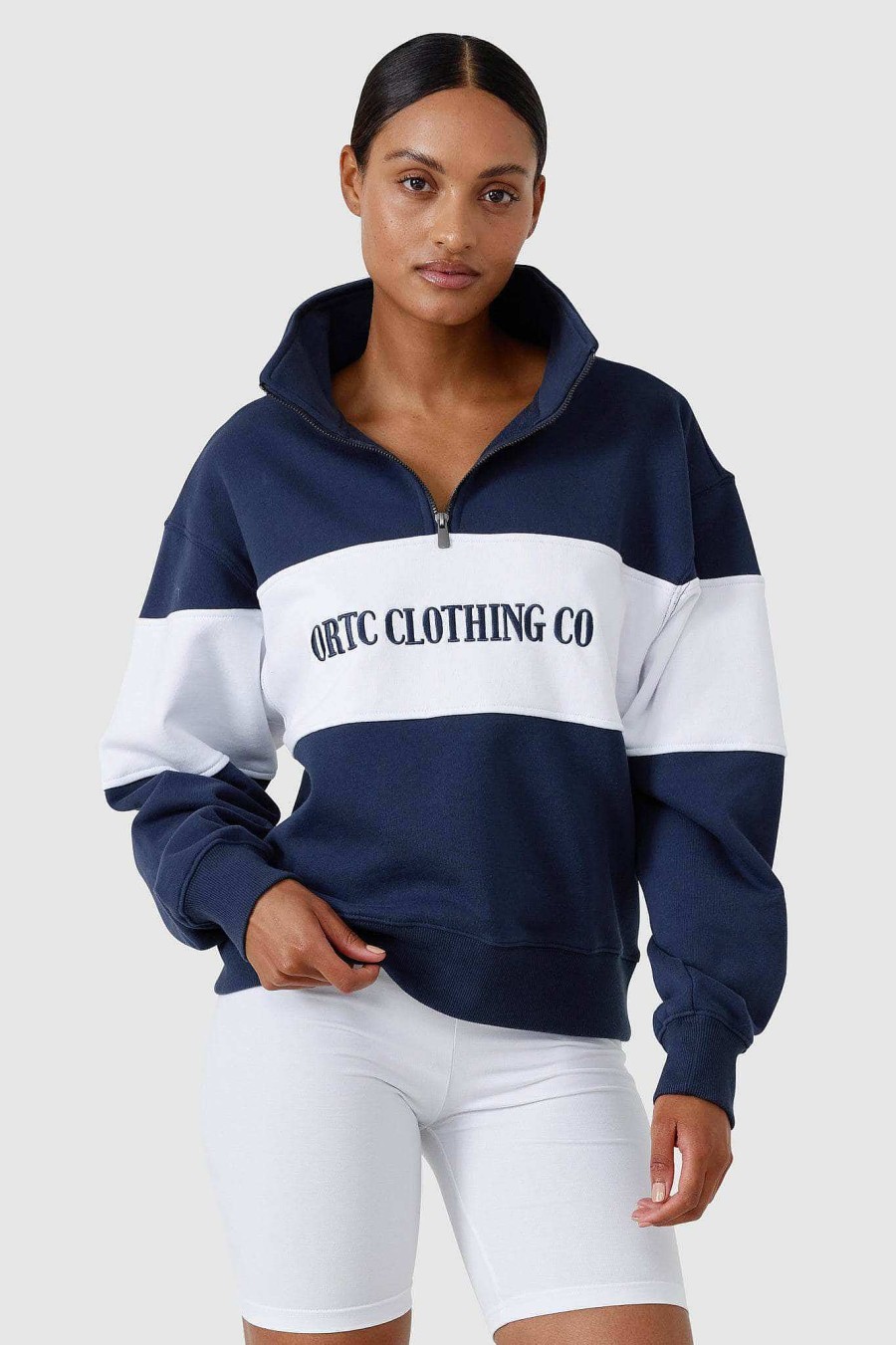 Women Ortc Sweats | Classic Logo Quarter Zip Navy