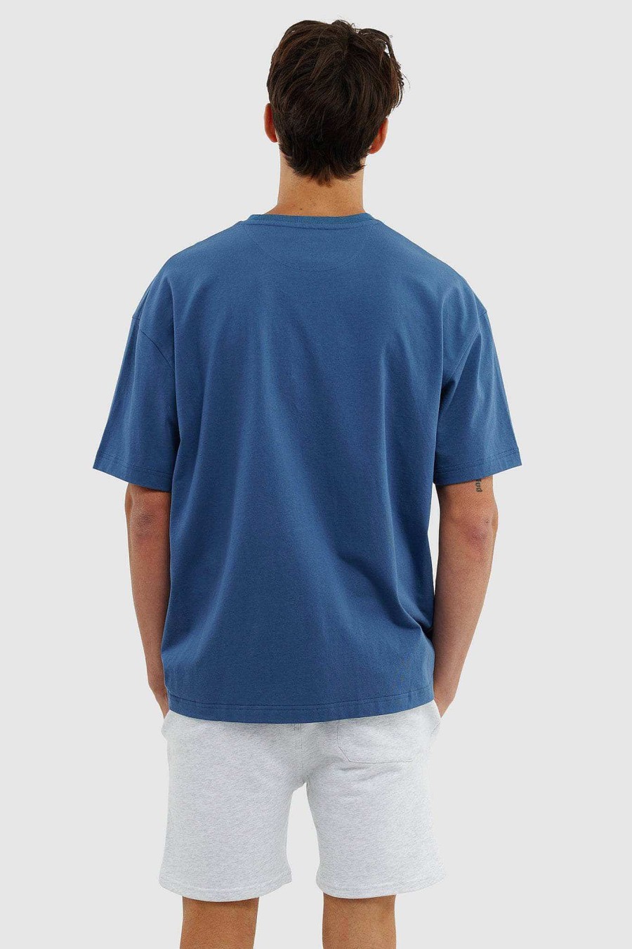 Men Ortc T Shirts | Box Fit Logo T Shirt Steel Blue