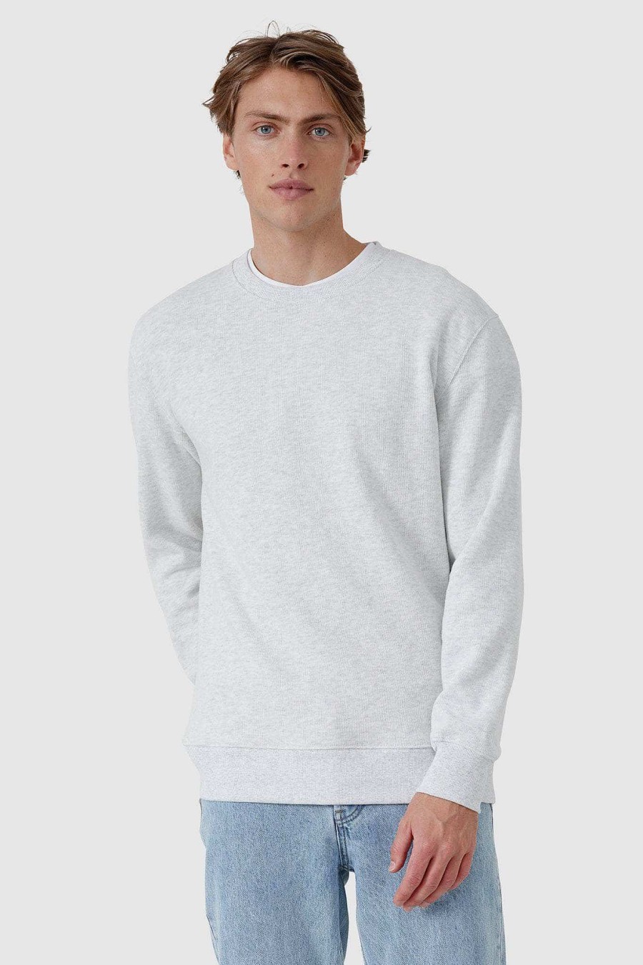 Men Ortc Crews & Hoodies | Kellock Ribbed Crew White Marle