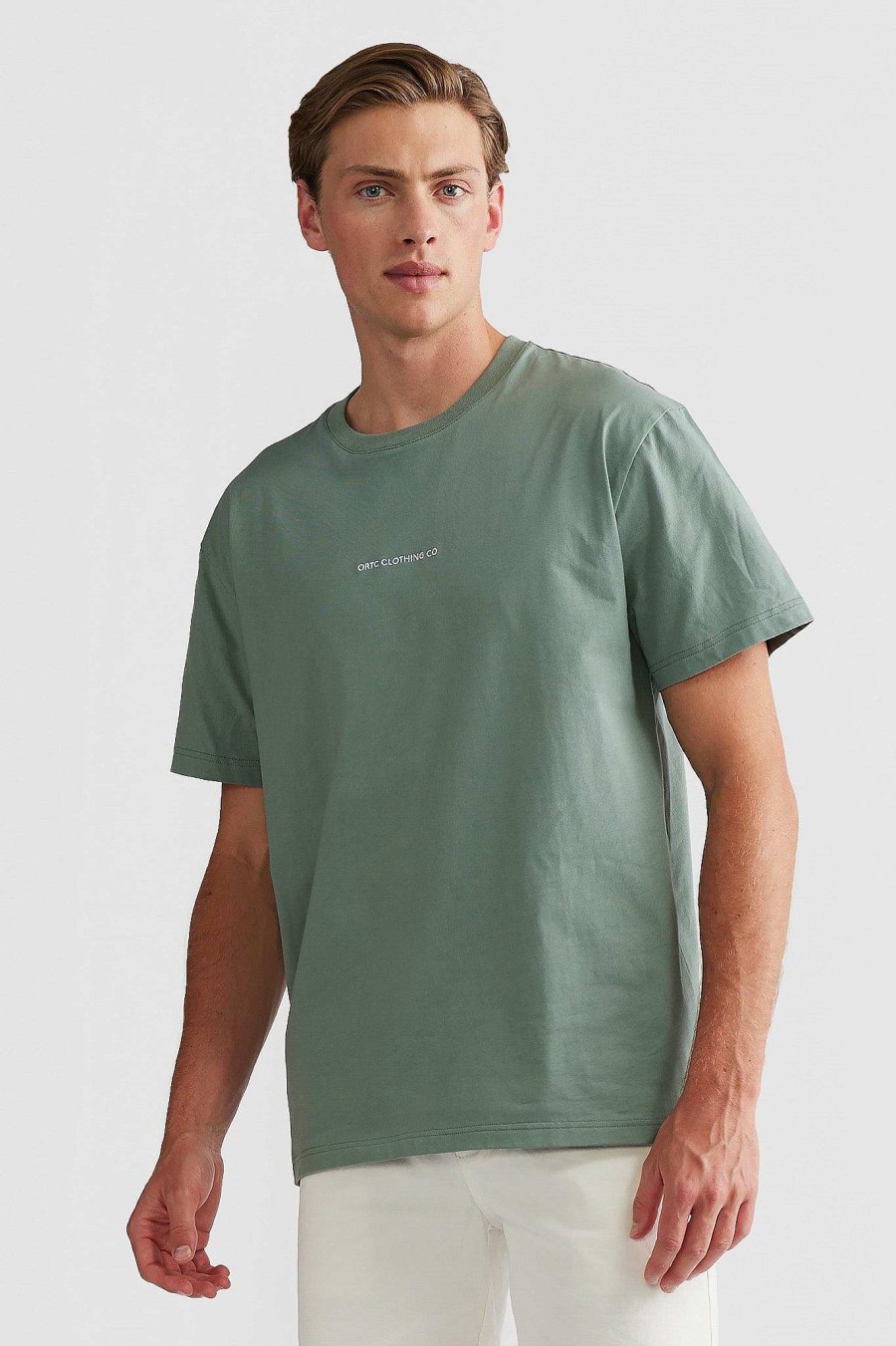 Men Ortc T Shirts | Embroidered Logo T Shirt Sage