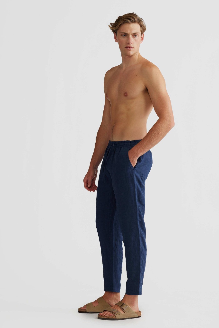 Men Ortc Linen | Linen Pants Navy