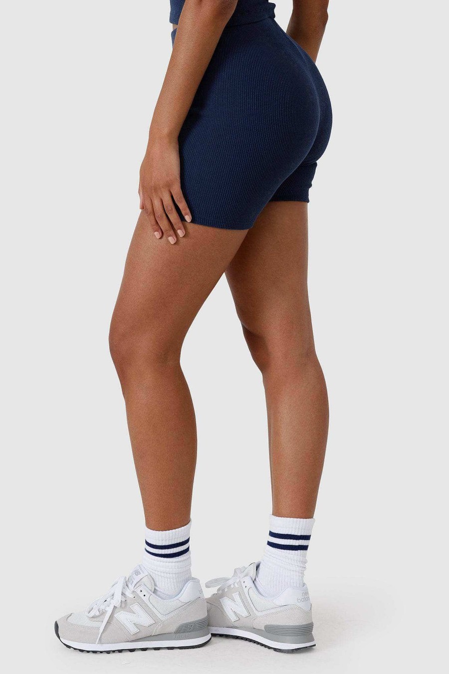 Women Ortc Bottoms | Ribbed Bike Shorts Navy