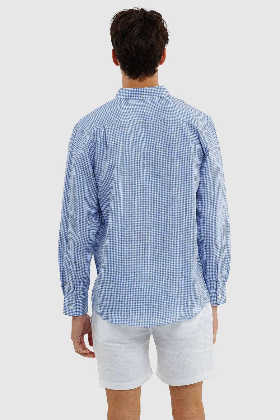 Men Ortc Linen | Linen Shirt Blue Check