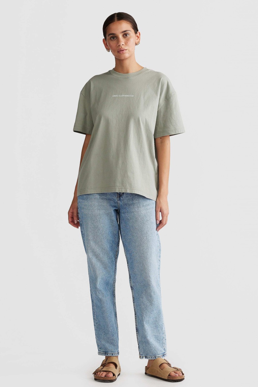 Women Ortc Sets | Oversized Logo T Shirt Dusty Olive