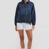 Women Ortc Loungewear | Spencer Logo Quarter Zip Denim