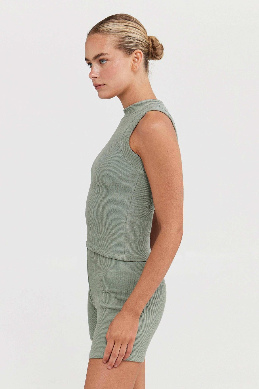 Women Ortc Sets | Ribbed Tank Dusty Olive