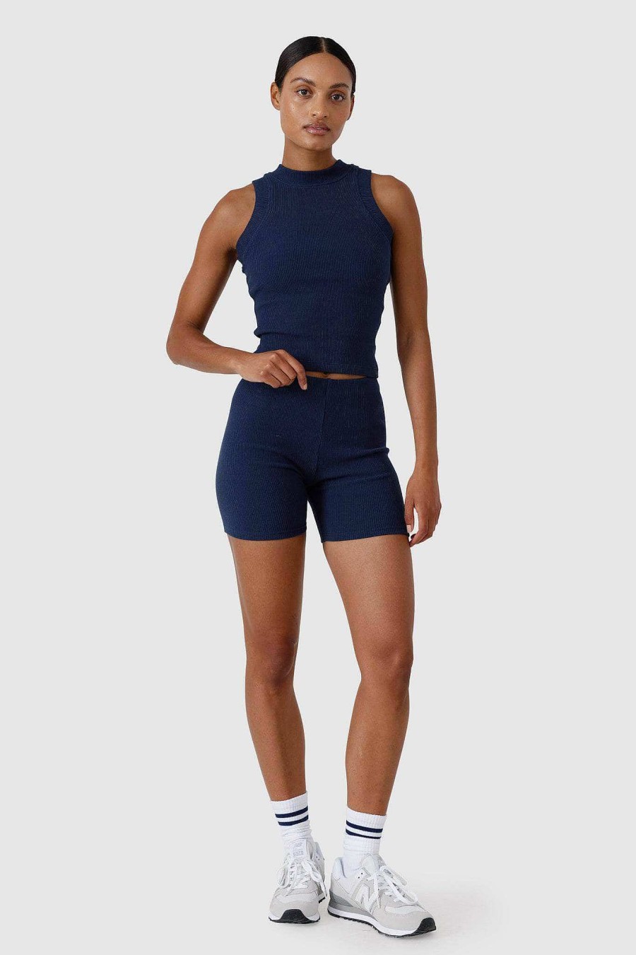 Women Ortc Sets | Ribbed Bike Shorts Navy